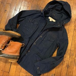 J.Crew Navy Hooded Chino Field Jacket!